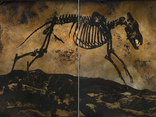 Matthew Brandt, From the series La Brea, La Brea D2AB, 2013, Two Heliographs made with Tar from the La Brea Tar pits Los Angeles, California on Aluminum, Unique © Matthew Brandt, Courtesy Yossi Milo Gallery, New York