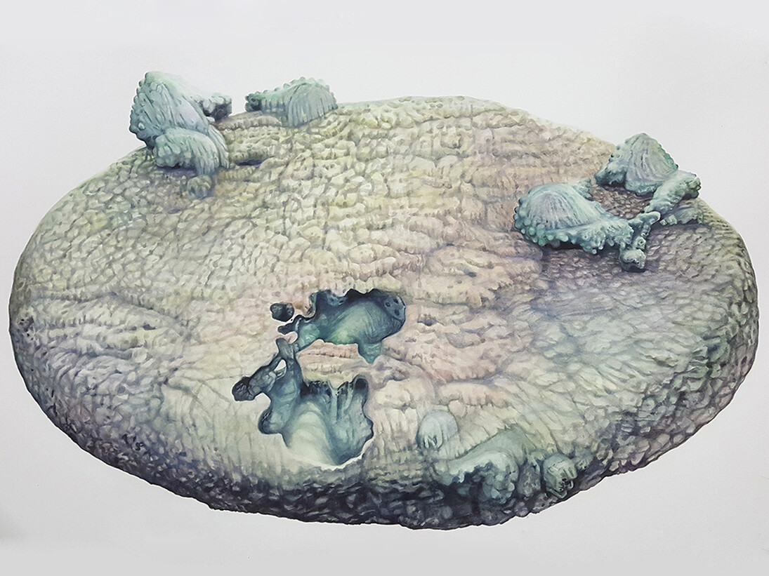 Colette Robbins, Slippage, 2016. Watercolor on paper, 30 x 41 inches.