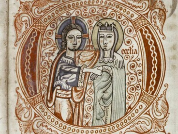 Esta ilustración medieval del monje Thomas (siglo XII) abre un comentario sobre el Cantar de los Cantares representando a Cristo y su Iglesia como enamorados
