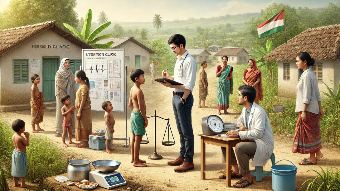 A dedicated professional collaborates with the local community in a rural setting, addressing health and nutrition challenges while fostering sustainable progress