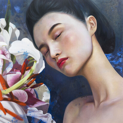 Ling Jian. The Moon, oil on canvas, 200 x 180 cm, 2014