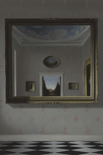 Quentin James McCaffrey, Mirror with view (detail), 2023. Courtesy of Alison Jacques Gallery