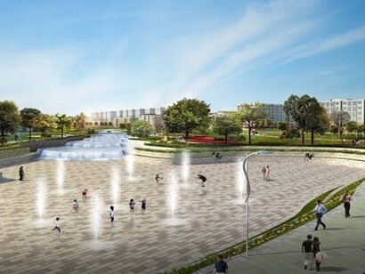 Fontana con cascata d'acqua