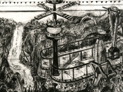 L'oeuf protégé, 2015
Pierre noire, fusain et graphite sur papier 50 x 65cm. Detail