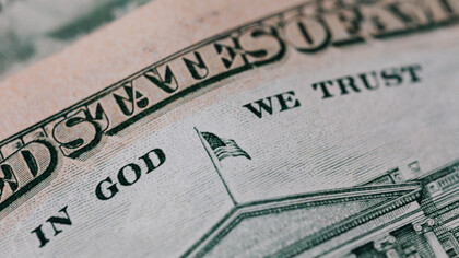 A close-up of American currency and the print