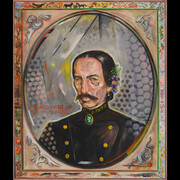 Juan Davila, Self-portrait, 1992, oil on canvas, 26 3/4x22 13/16 inches, signed and dated verso. Courtesy of the artist, Foxy Production New York and Kalli Rolfe Contemporary Art, Melbourne