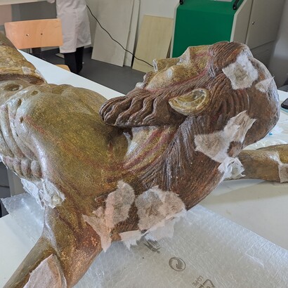 Roma, Italia, "Crocifisso" ligneo del Santuario Maria SS. di Quintiliolo (Tivoli) in restauro presso i laboratori dell’Istituto Restauro Roma, ph. Roberto Luciani