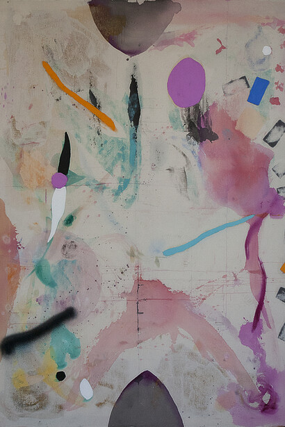 Caterina Silva, Pum-Pum-Pum or My own private disgregation, acrylic, spraypaint and oil on canvas, 140 x 200 cm, 2015