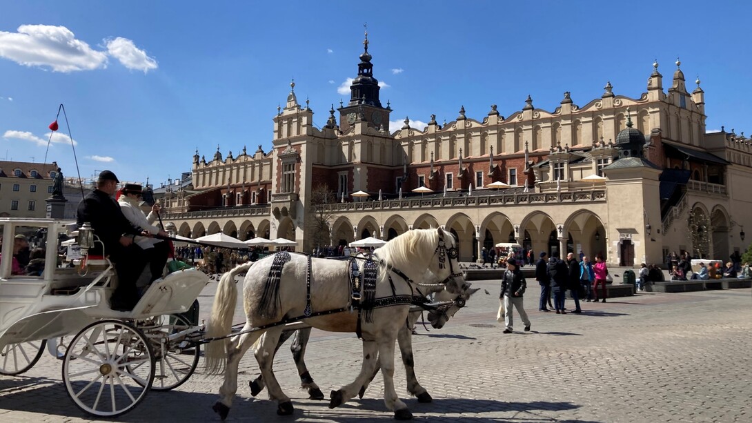 La Loggia dei Tessuti (Sukiennice) su Rynek Glówny una delle più belle piazze medievali d'Europa. Cracovia, Polonia. Foto di Flavius Roversi 