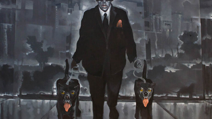 José García Cordero, “Paseaperros IV“, 2009, acrylic on canvas, 180 x 230 cm