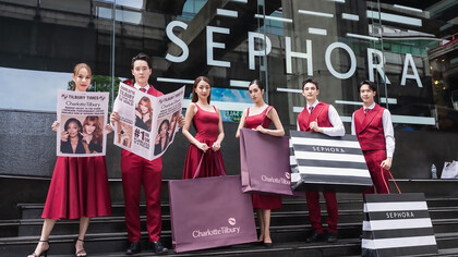 Charlotte Tilbury x Sephora showcasing the makeup collection and the essence of beauty