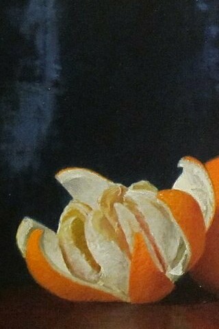 "Naranjas envueltas en papel tissue", óleo sobre lienzo, William Joseph McCloskey, circa 1890