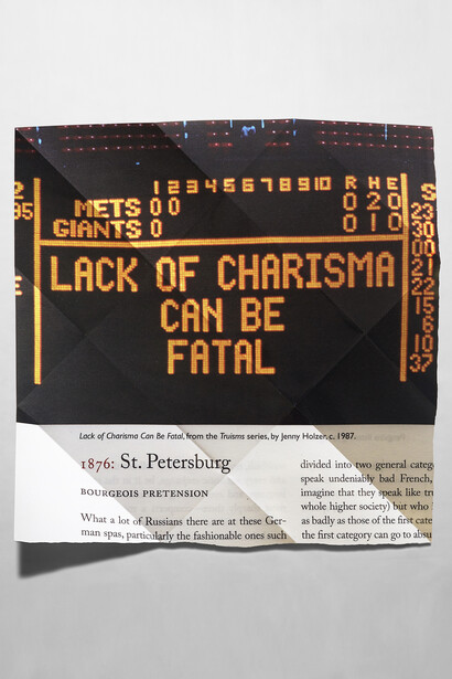 Aaron Young, Lack of Charisma, 2014, Vinyl and folded aluminum, 60 x 60 x 9 in / (152⅜ x 152⅜ x 22⅞ cm), Image courtesy of the artist. Photo: Randall Bellows, © the artist