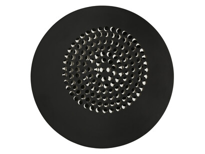 Pol Bury, Punctuation (Ponctuation), 1959, Wood and electric motor, diameter: 70 cm, Private collection, Brussels, courtesy Patrick Derom Gallery, Brussels, © Pol Bury. Photo: Courtesy Patrick Derom Gallery, Brussels