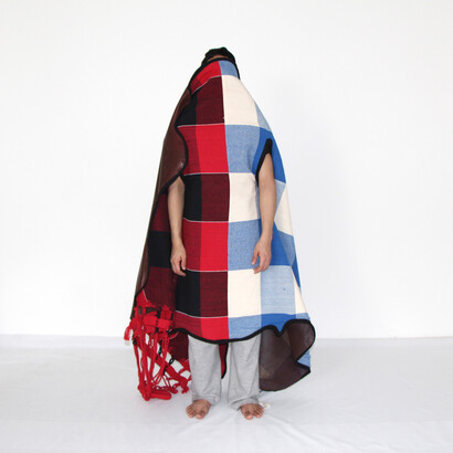 Hammock, 2013, 3368px x 3456px, Rodrigo Almeida, Hand-made cotton fabric, perforated leather. Courtesy of the artist, Brazil. Photo: Studio Rodrigo Almeida