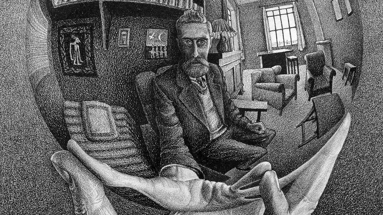 Maurits Cornelis Escher, Mano con sfera riflettente (dettaglio), 1935, litografia 31x21,3 cm M.C. Escher Foundation. All M.C. Escher works © 2014 The M.C. Escher Company. All rights reserved