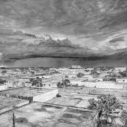 Jerome Soimaud, Wynwood, charcoal & graphite on canvas, 60 x 60 inches, 2009. Courtesy Yeelen Gallery