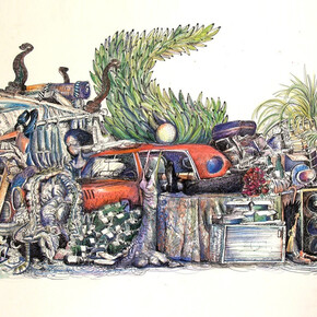 Raúl Recio, "Lo que quedo", 30" x 22", tinta sobre papel, 2014