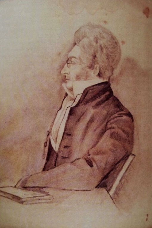 Retrato de Peter Wilhelm Lund na contracapa do livro O Naturalista Dr. Lund, escrito pelo autor Theodoro Johanis Henrique Langgaard em 1883