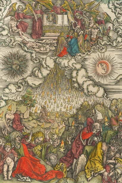 Albrecht Dürer (1471–1528), Apertura del quinto e sesto sigillo, xilografia, 1498, Biblioteca Houghton, Cambridge, Massachusetts, Stati Uniti