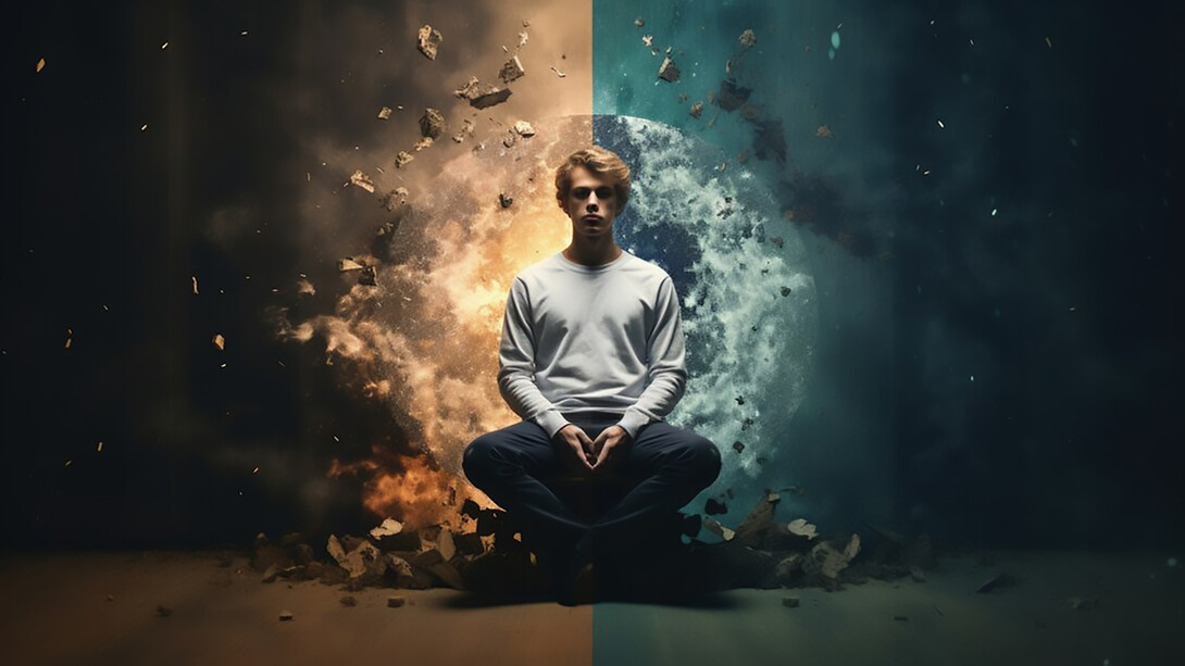 Image of a person between two worlds