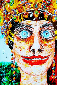 The Gift Of God, (Empress Hagios Theodora - Byzantium), 2015, acrylic, gold leaf, mixed media with LCD screen and video, leaf, mixed media with LCD screen and video. 24 x 16 inches