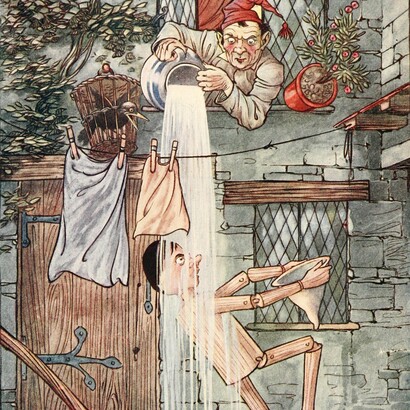Carlo Collodi, Pinocchio; a tale of a puppet, illustrazione del libro per Chicago, M. A. Donohue & co, di Charles Folkard