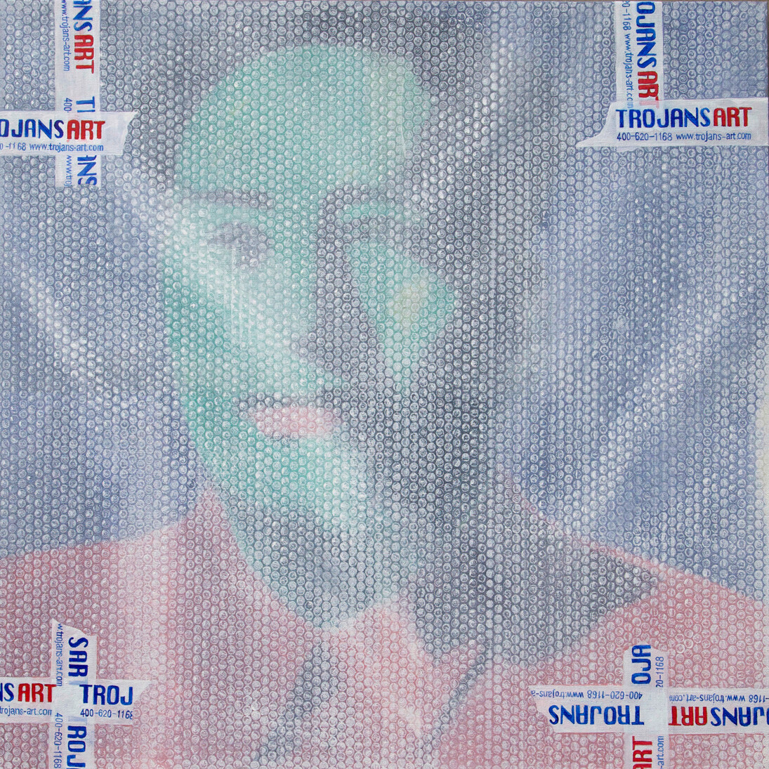 Shen Shaomin, "Handle with Care No. 27," 2014, oil on canvas, 36 x 36 inches (91.5 x 91.5 cm)