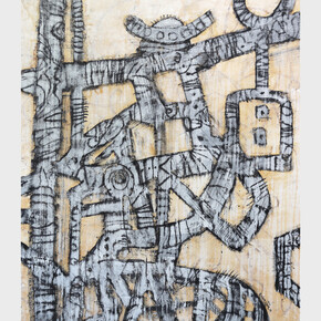 Bruce Rubenstein, Goodbye Pork Pie Hat. Mixed Media, Acrylic, Charcoal, Oil Pastel on Canvas, 69 x 60 in (175 x 152 cm). Courtesy of Artplex Gallery