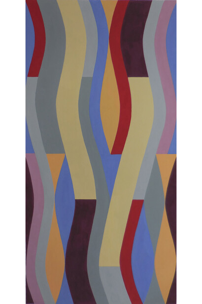 Julie Gross, Study: Vertical Sine Horizon #21, 2014, gouache on paper, 22.5 x 13.5 inches