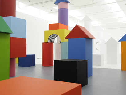 Daniel Buren, Comme un jeu d’enfant, travail in situ, MAMCS, Strasbourg, juin 2014. Détail. © DB-ADAGP Paris