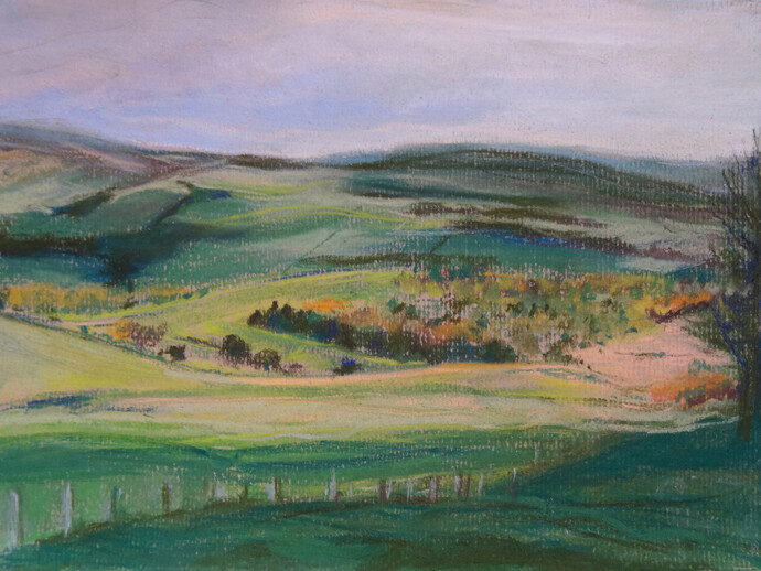 Alison McGill, Into the Hills, 2015, pastel, 17 x 23 cm