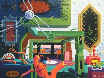 Paul Schwietzke, Imponderabilien (detail), 2014, Acryl auf Leinwand, 90 x 120 cm. Courtesy of the artist and Galerie Kremers