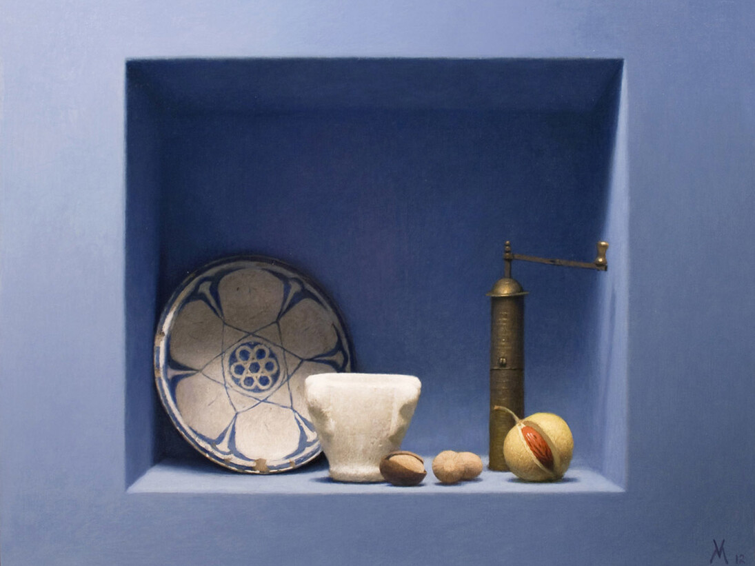 Guillermo Muñoz Vera, Nutmeg (Nuez moscada), 2012, oil on canvas mounted on panel, 24 x 31 1/2 inches