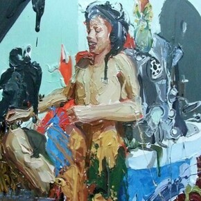 Alessandro Passaro, Il produttore di ombra, 60 x 60, olio su tela, 2012