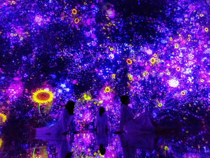 Floating in the Falling Universe of Flowers  © teamLab Planets Tokyo