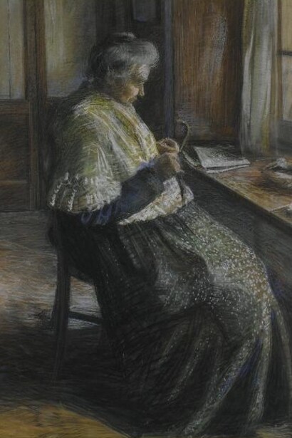 Umberto Boccioni, "La madre con l'uncinetto",   ritratto di Cecilia Forlani madre del pittore, 1907, Galleria d'arte Moderna, Milano, Italia