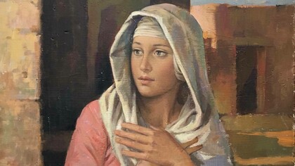 Pino Roveda, Madonna (Annunciazione), dipinto su compensato, 57x63 cm