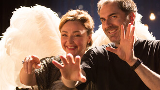 Catherine Frot e Xavier Giannoli durante le riprese di "Marguerite"