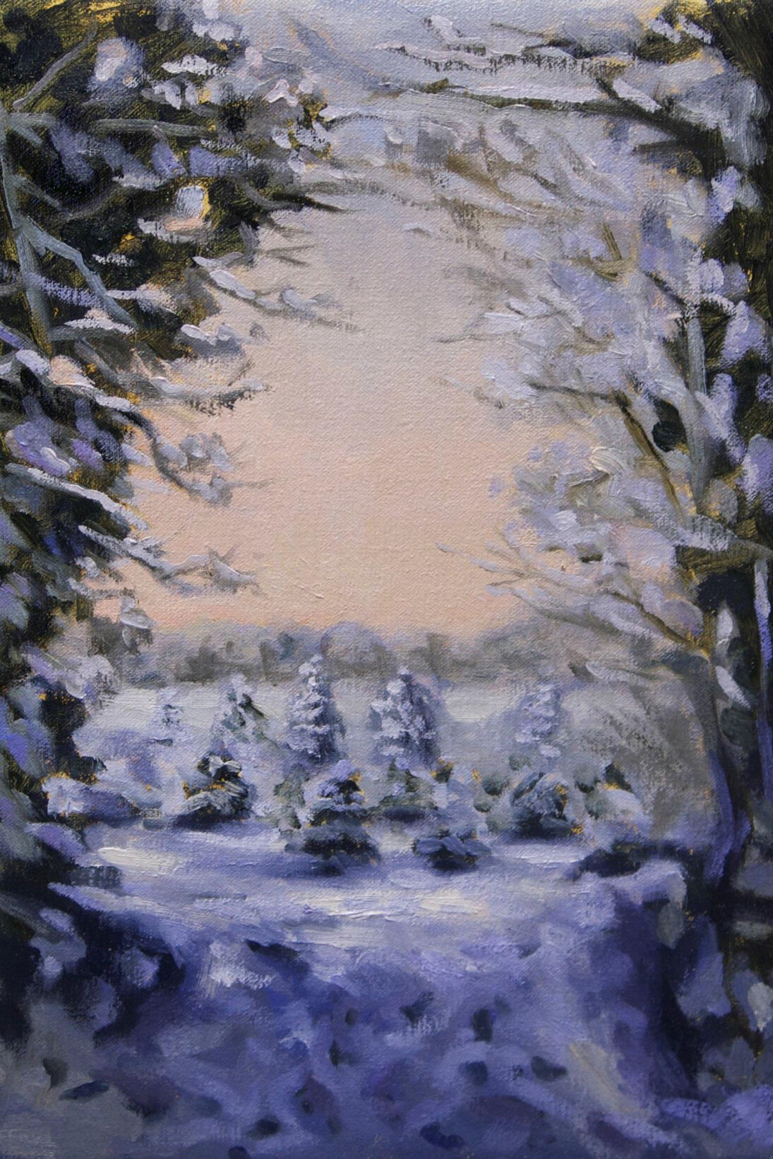 Harry Durdin Robertson, Snow and Trees, oil on linen, 14 x 10 inches