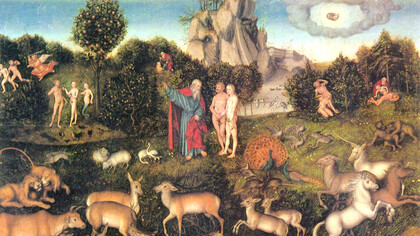 Lucas Cranach Il Vecchio, Il Giardino dell'Eden, 1530, Staatliche Kunstsammlungen Dresden, Germania