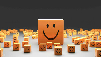 Tiles representing human emotions; emotional analysis of customer's feedback and online engagement is a solid predictor of their buying behavior 
