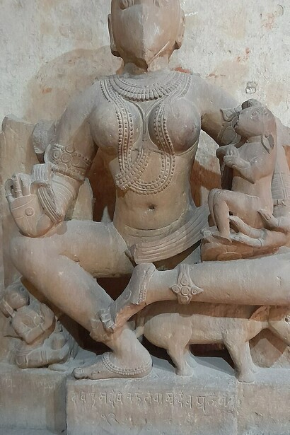 An artifact of a figure located in Gujri Mahal Museum, Gwalior, India  