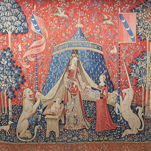 Unicorno. La dama e l’unicorno, serie di arazzi conservati a Parigi nel Musée national du Moyen Âge