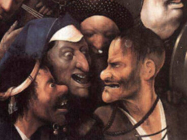Le Christ portant la croix de Jérôme Bosch, illustre l’effort et la souffrance comme éléments narratifs de la passion