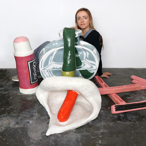 Annie Duncan with sculpture, Looking Glass, 2023. Courtesy of Johansson Projects