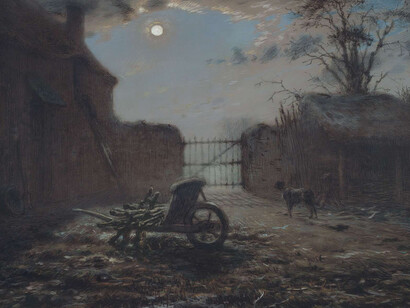 Jean-François Millet, Farmyard by moonlight, 1868.
Pastel and black conté crayon on light brown wove paper. Gift of Quincy Adams Shaw through Quincy Adams Shaw, Jr., and Mrs. Marian Shaw Haughton.