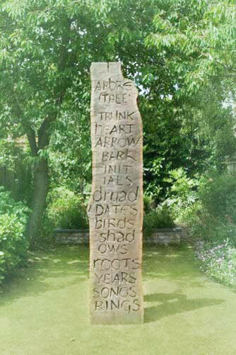 Ian Hamilton Finlay, Arbre (Tree), 1976
Wooden sculpture with letter-carving by Michael Harvey