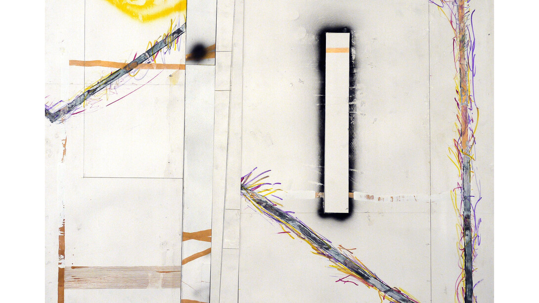 Shaun O'Dell, othersideIS.fuckedToo, 2014, Gouache, acrylic ink and glue on paper mounted on canvas mounted on panel, 30 x 38 in. Courtesy: Susan Inglett Gallery, NYC.