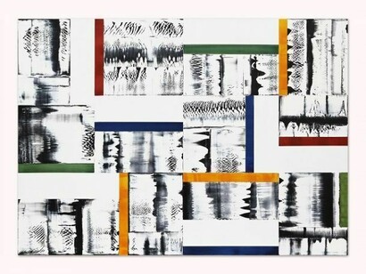 Ricardo Mazal, Composition in Yellow, Green, Blue, and Red 2, 2014, oil on linen, 63 x 94.5 inches